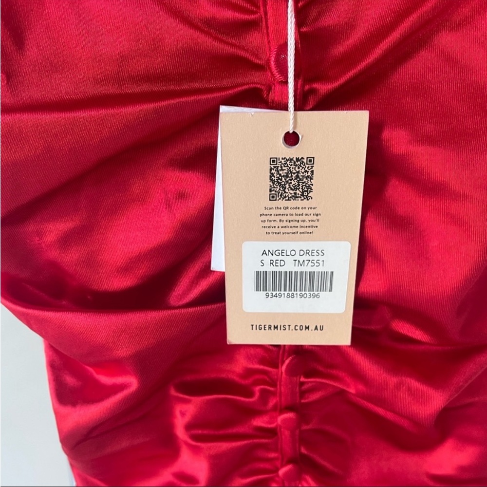 NWT Tiger mist Angelo red satin button mini dress - Picture 3 of 4